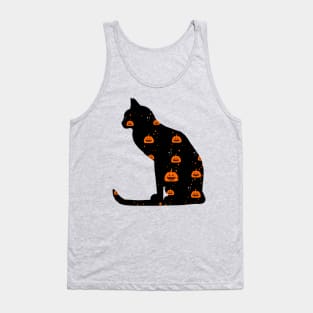 Halloween Black Cat With Pumpkin Tank Top